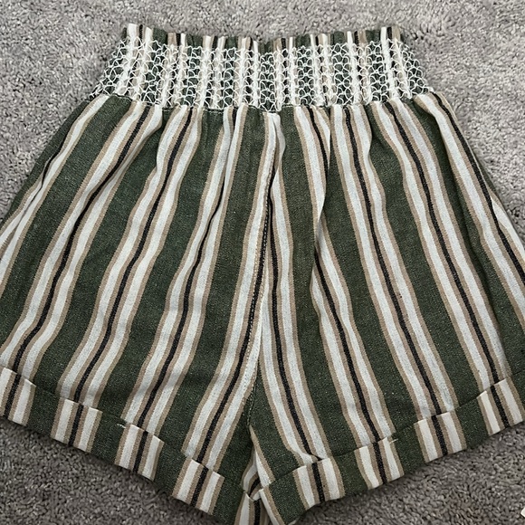 Green Striped Shorts - Picture 3 of 4